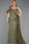 Robe de Soirée Grande Taille Longue Kaki ABU5844