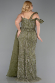 Robe de Soirée Grande Taille Longue Kaki ABU5844