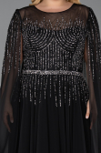 Robe De Soirée Grande Taille Longue Mousseline Noir ABU6095