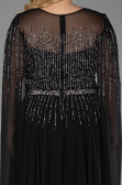 Robe De Soirée Grande Taille Longue Mousseline Noir ABU6095