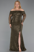 Robe Grande Taille Longue Squameuse Kaki ABU6137