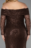 Robe Grande Taille Longue Squameuse Brun ABU6137