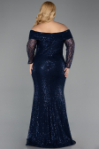 Robe Grande Taille Longue Squameuse Bleu Marine ABU6137