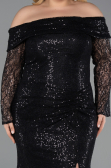 Robe Grande Taille Longue Squameuse Noir ABU6137