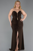 Robe De Soirée Grande Taille Longue Brun ABU6097