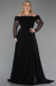 Robe de Soirée Grande Taille Longue Noir ABU6135