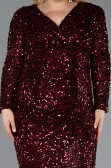 Robe de Soirée Grande Taille Longue Squameuse Rouge Bordeaux ABU6074
