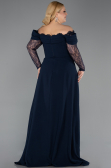Robe de Soirée Grande Taille Longue Bleu Marine ABU6135