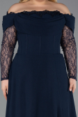 Robe de Soirée Grande Taille Longue Bleu Marine ABU6135