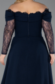 Robe de Soirée Grande Taille Longue Bleu Marine ABU6135