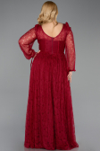 Robe Grande Taille Longue Dantelle Rouge Bordeaux ABU6131