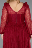 Robe Grande Taille Longue Dantelle Rouge Bordeaux ABU6131