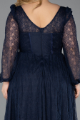Robe Grande Taille Longue Dantelle Bleu Marine ABU6131