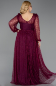 Robe Grande Taille Longue Dantelle Couleur Cerise ABU6131