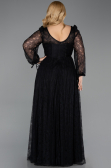 Robe Grande Taille Longue Dantelle Noir ABU6131