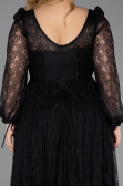 Robe Grande Taille Longue Dantelle Noir ABU6131