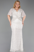 Robe De Soirée Grande Taille Longue Perlé Beige ABU6129