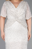 Robe De Soirée Grande Taille Longue Perlé Beige ABU6129
