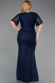 Robe De Soirée Grande Taille Longue Perlé Bleu Marine ABU6129