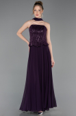 Robe de Soirée Longue Mousseline Violet ABU6150