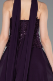 Robe de Soirée Longue Mousseline Violet ABU6150