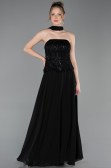 Robe de Soirée Longue Mousseline Noir ABU6150