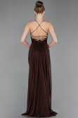 Robe de Soirée Longue Satin Brun ABU6152