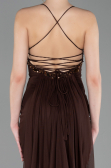 Robe de Soirée Longue Satin Brun ABU6152