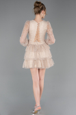 Robe de Cérémonie Courte Dantelle Beige ABK2623