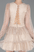 Robe de Cérémonie Courte Dantelle Beige ABK2623