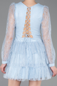 Robe de Cérémonie Courte Dantelle Bleu clair ABK2623