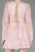 Robe de Cérémonie Courte Dantelle Poudre ABK2623