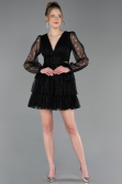 Robe de Cérémonie Courte Dantelle Noir ABK2623