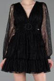Robe de Cérémonie Courte Dantelle Noir ABK2623