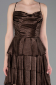 Robe de Cérémonie Courte Satin Brun ABK2624