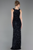Robe de Soirée Longue Squameuse Bleu Marine ABU5135