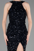 Robe de Soirée Longue Squameuse Bleu Marine ABU5135