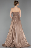 Robe de Soirée Longue Perlé Cappuccino ABU6125