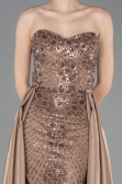 Robe de Soirée Longue Perlé Cappuccino ABU6125
