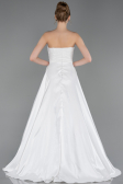 Robe de Soirée Longue Perlé Blanc ABU6125