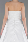 Robe de Soirée Longue Perlé Blanc ABU6125