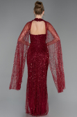 Robe de Soirée Longue Perlé Rouge Bordeaux ABU6154
