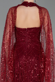 Robe de Soirée Longue Perlé Rouge Bordeaux ABU6154