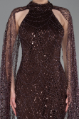 Robe de Soirée Longue Perlé Brun ABU6154