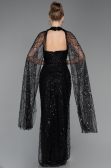 Robe de Soirée Longue Perlé Noir ABU6154