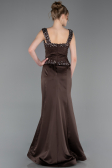 Robe Queue de Poisson Longue Satin Brun ABU6155