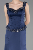 Robe Queue de Poisson Longue Satin Bleu Marine ABU6155