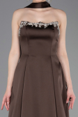 Robe de Soirée Longue Satin Brun ABU6156
