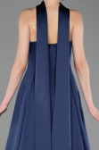 Robe de Soirée Longue Satin Bleu Marine ABU6156