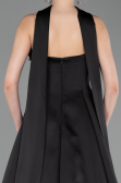 Robe de Soirée Longue Satin Noir ABU6156